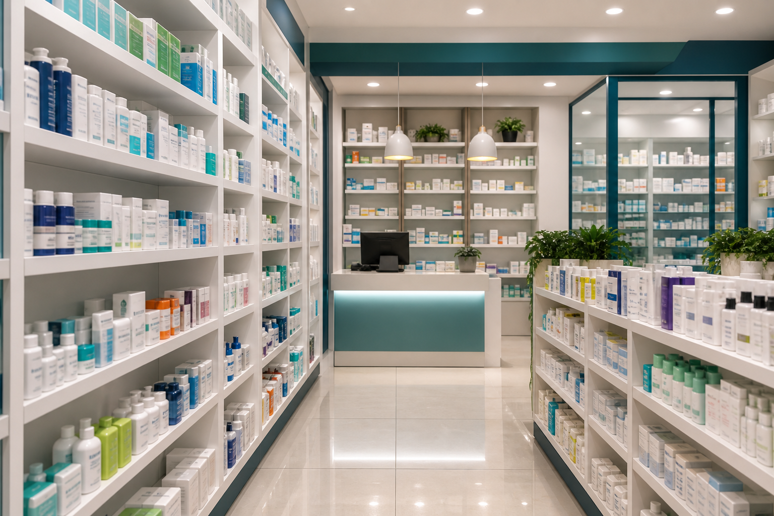 Profesional organizando productos de la Droguería AME Health